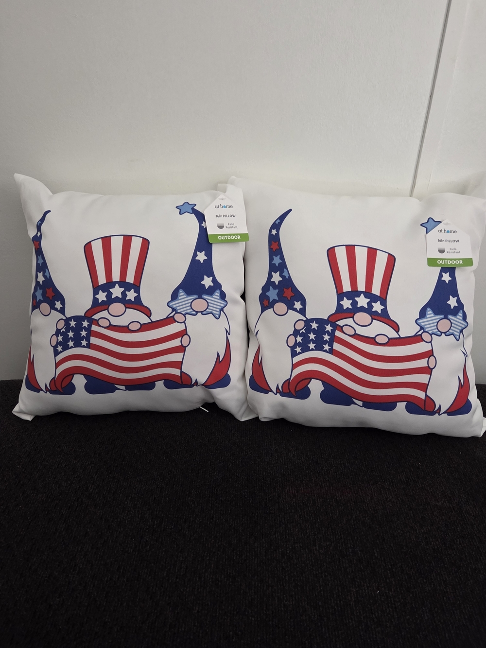 Outdoor Patriotic Gnome Accent Pillows (2) - White/Red/Blue